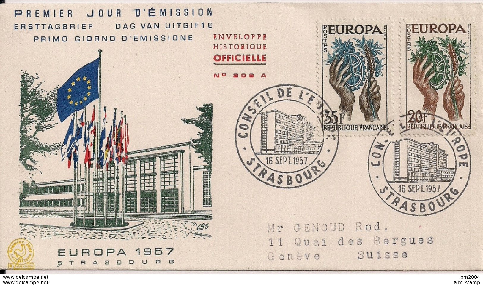 1957 FRANKREICH Mi.  1157-8  FDC  / Strasbourg - 1957