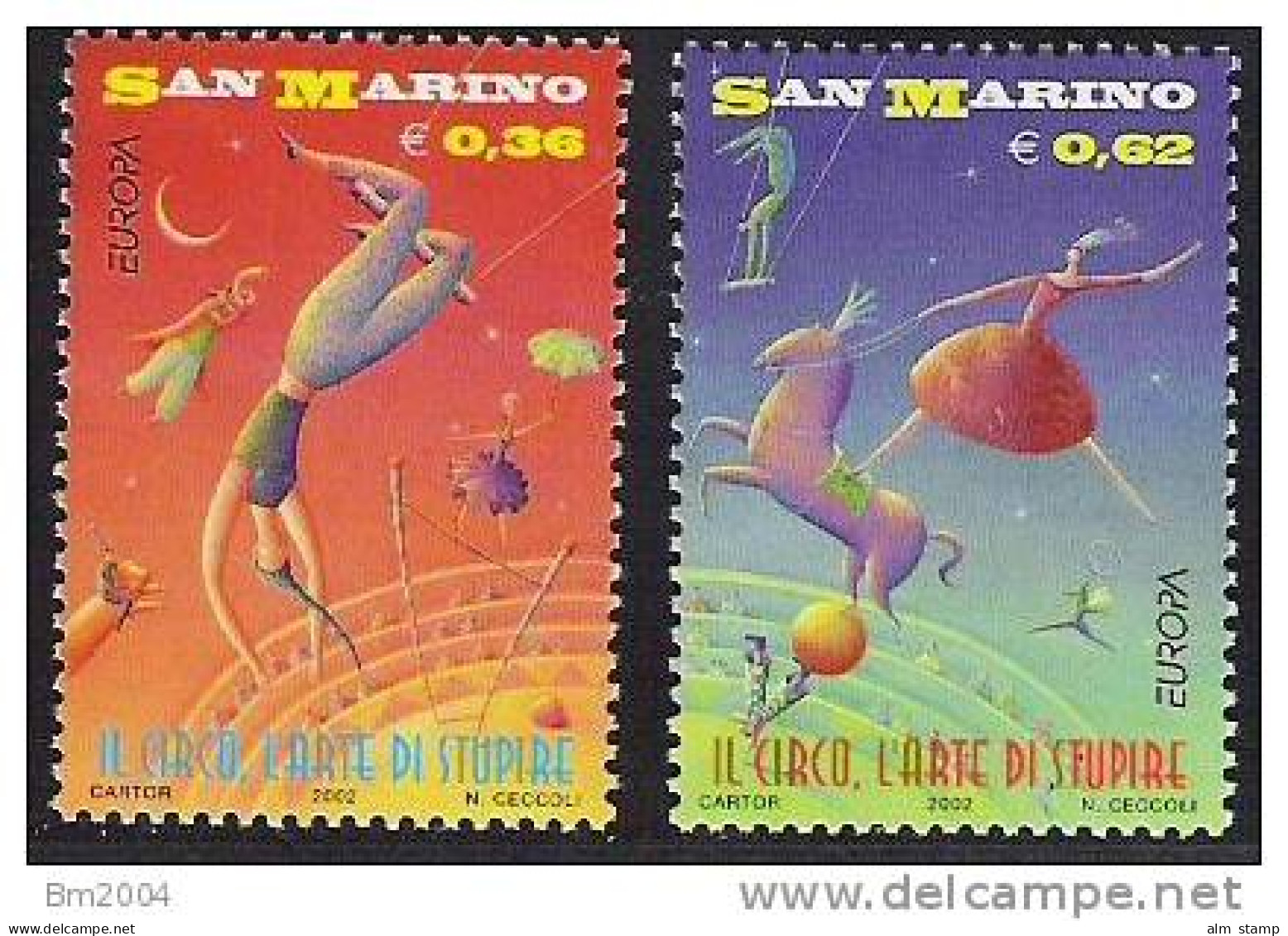 2002 San Marino Mi. 2018-9 **MNH  Europa Zirkus - Ungebraucht