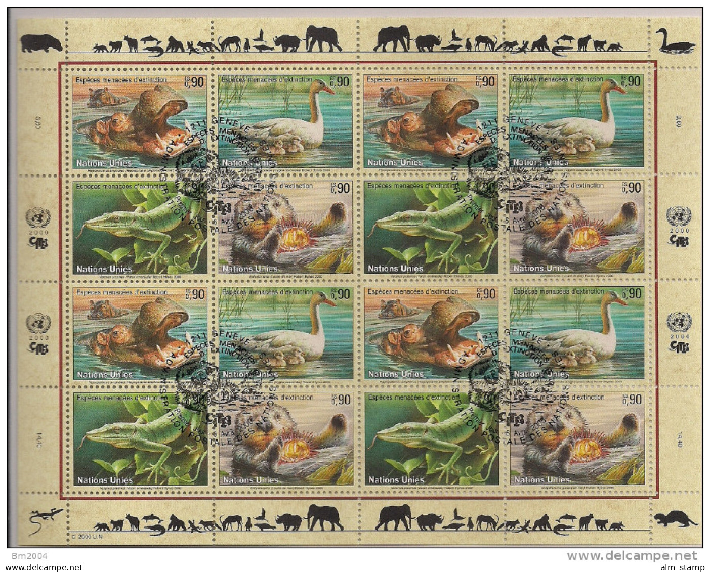 2000  UNO Genf Mi. 385-8 Used  Gefährdete Tiere - Blocks & Sheetlets