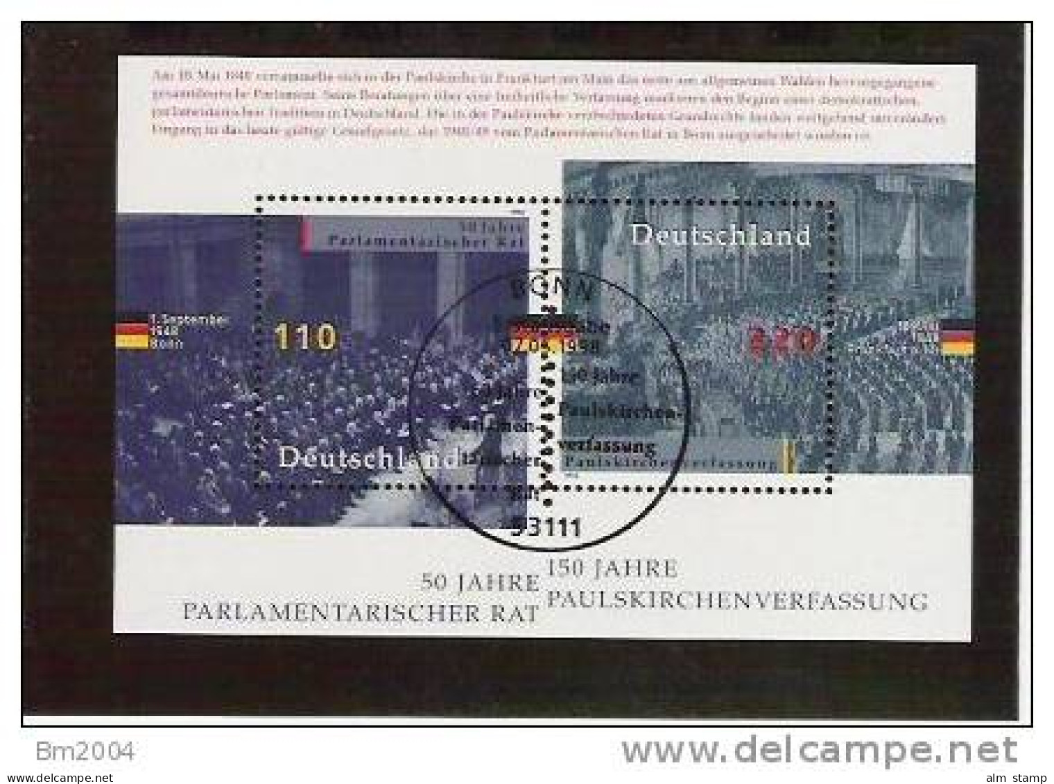 1998  Deutschland Germany  Mi Bl. 43 Used Bonn - 1981-1990