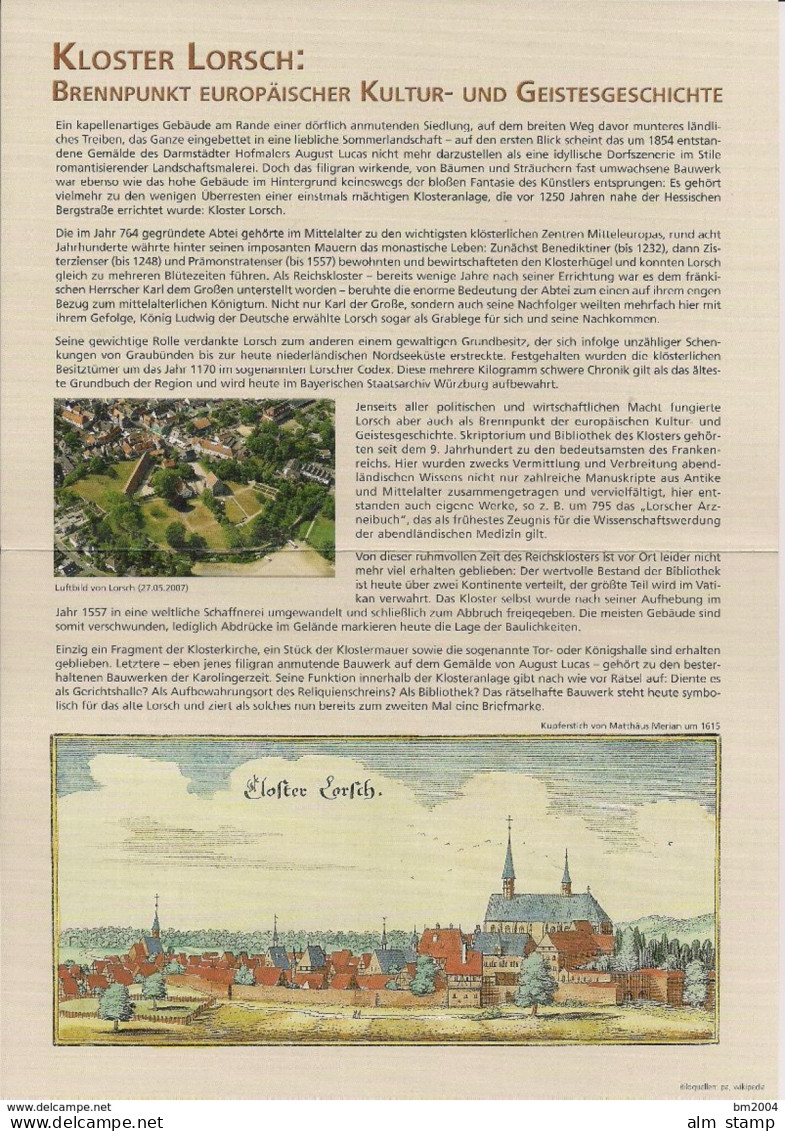 2014 Deutschland Allem. Fed.Mi. 3050 Jubiläumsbrief " 1250 Jahre  Kloser Lorsch   " - 2011-…