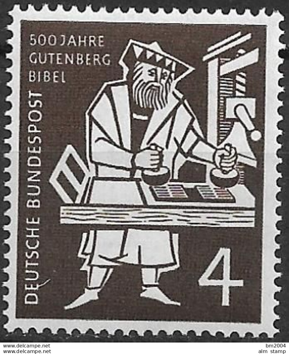 1954  Deutschland Germany Mi. 198 **MNH    500 Jahre Gutenberg-Bibel. - Ungebraucht