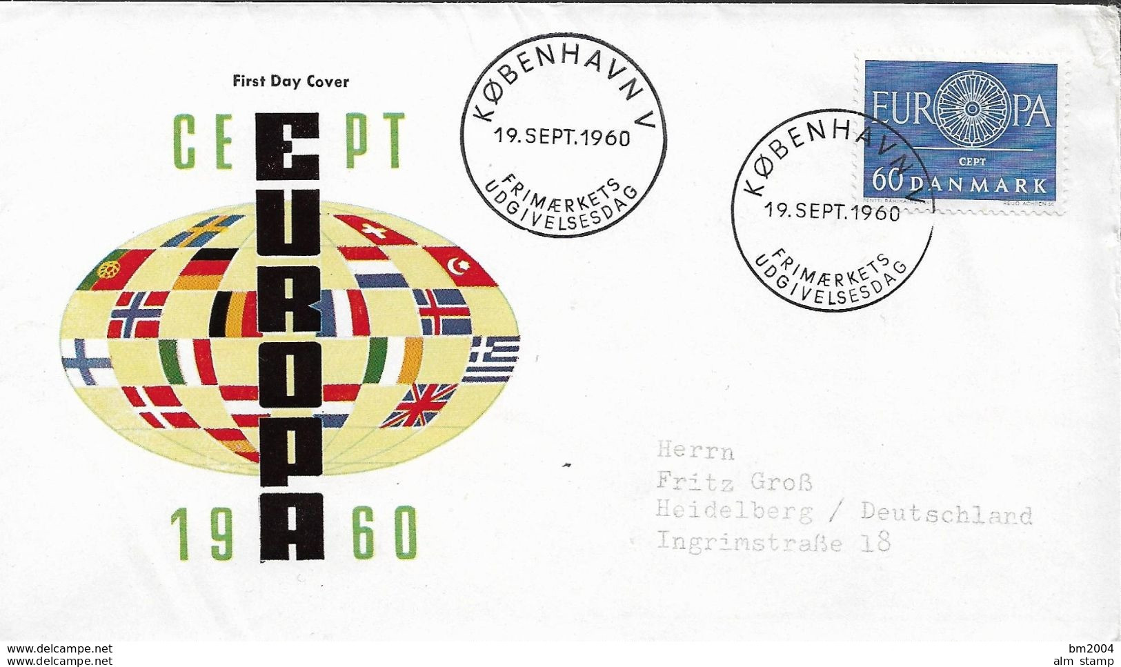 1960  Dänemark Danmark   Mi. 386 FDC  Europa - 1960