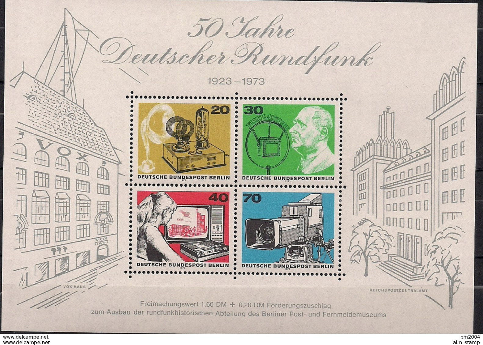 1973 Berlin MI. Bl 4 **MNH   50 Jahre Deutscher Rundfunk - Blokken