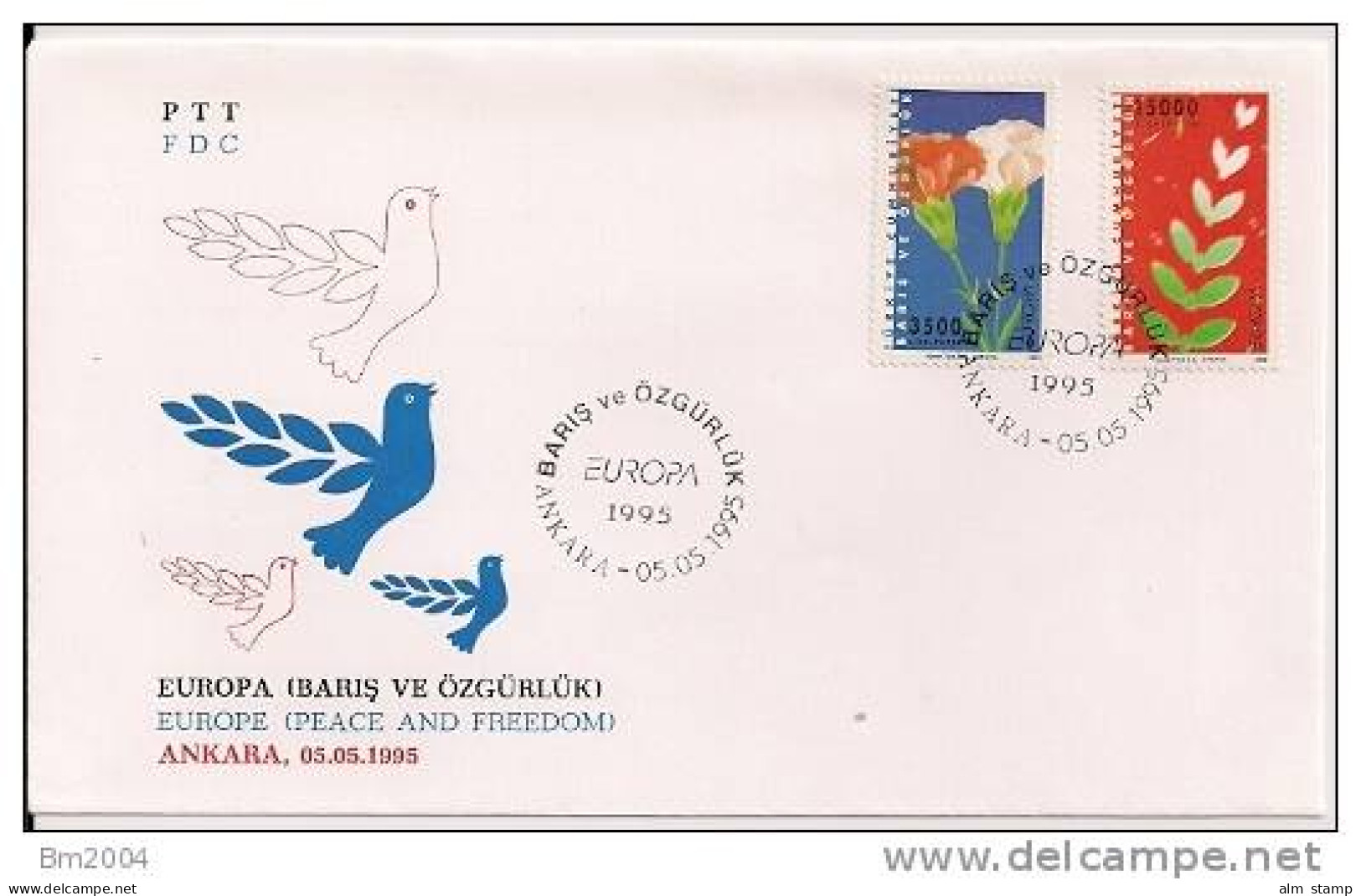 1995  Türkei  Mi. 3047-8  FDC Europa - Frieden Und Freiheit. - 1995