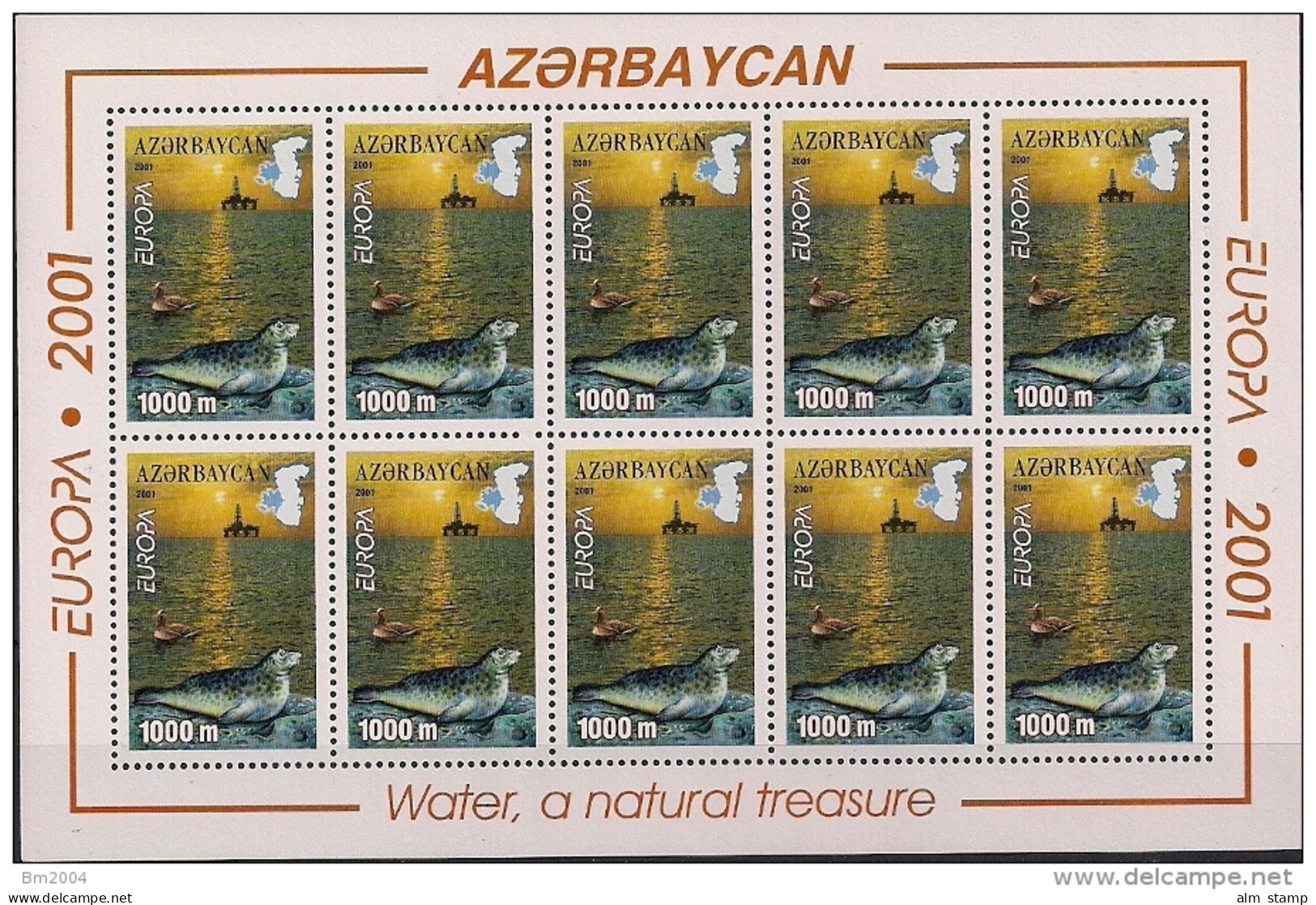 2001 Aserbeidschan  Azerbaidjan Yv. . 417-8  Mi. 494-5 A  **MNH Sheet - 2001
