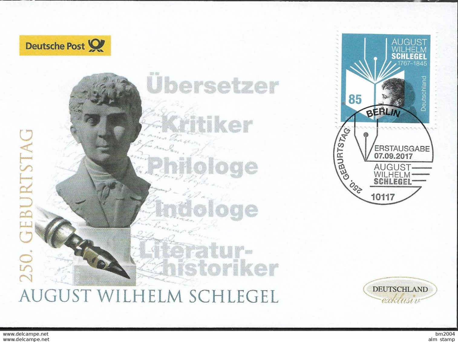 2017 Deutschland  Allem. Fed. Germany  Mi. 3332 FDC 250. Geburtstag Von August Wilhelm Schlegel - 2011-…