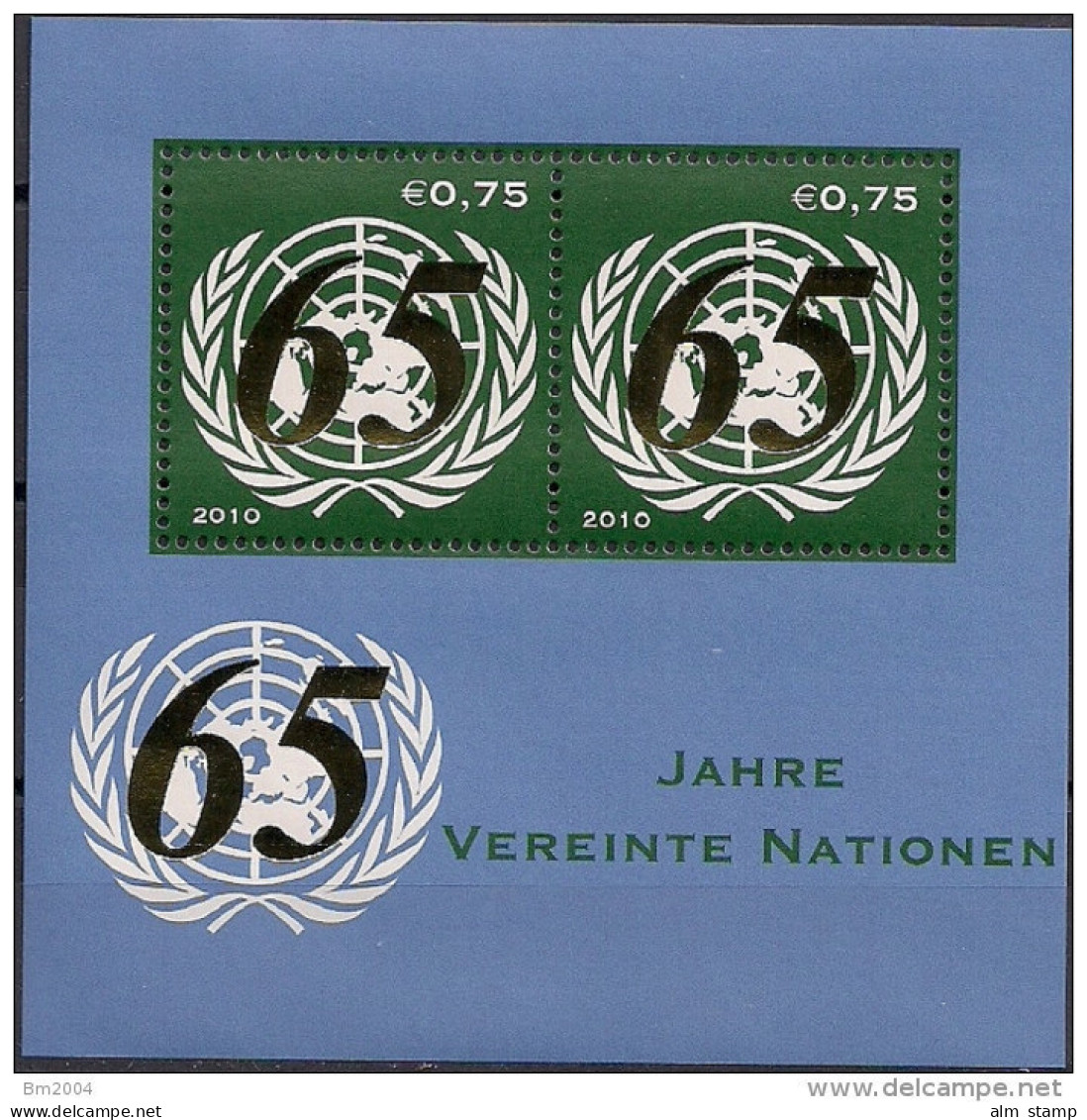2010 UNO Wien Mi.  Bl 28 **MNH   65 Jahre Vereinte Nationen - Nuovi