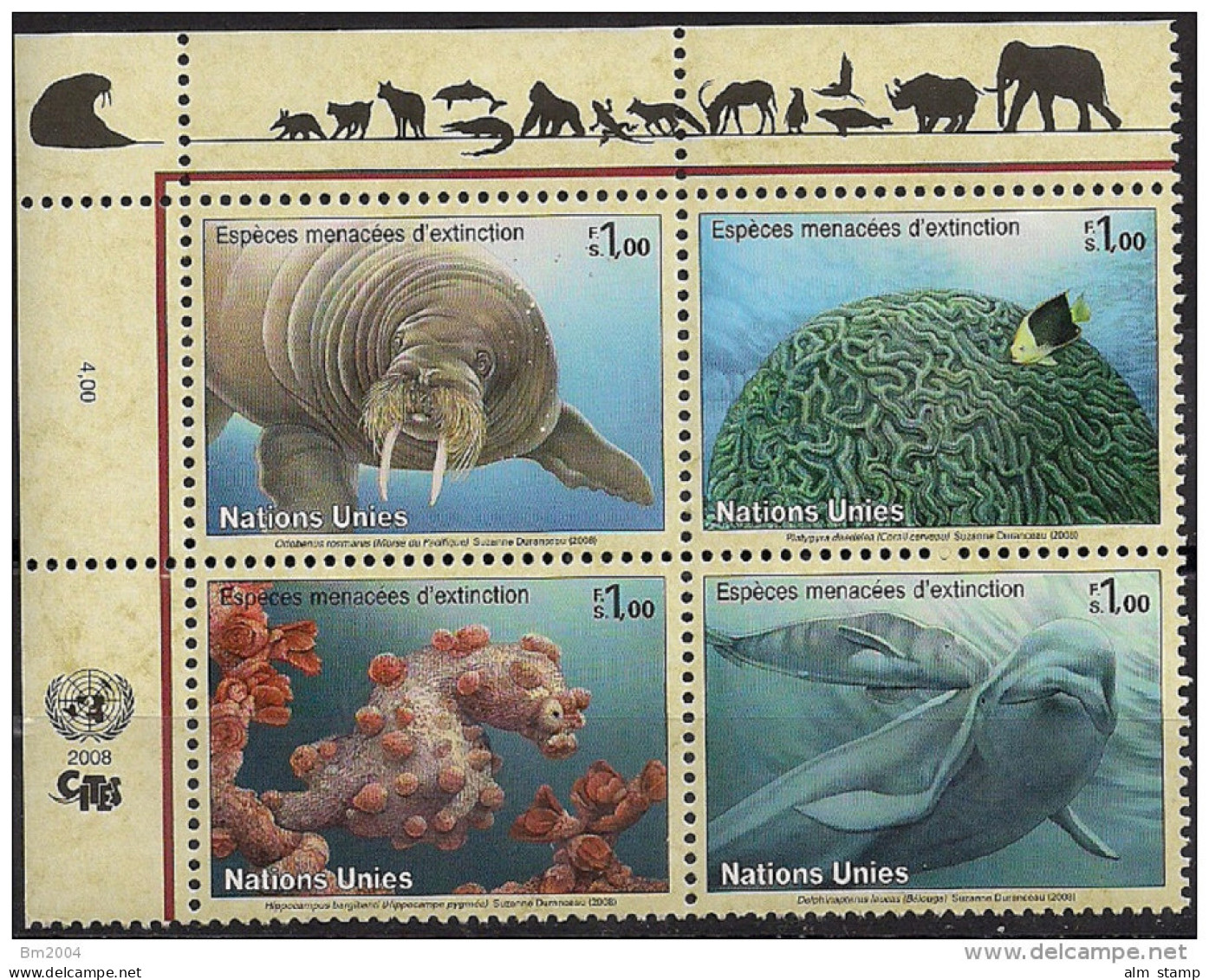 2008 UNO Genf  Mi. 588-91 **MNH  Meerestiere. - Neufs