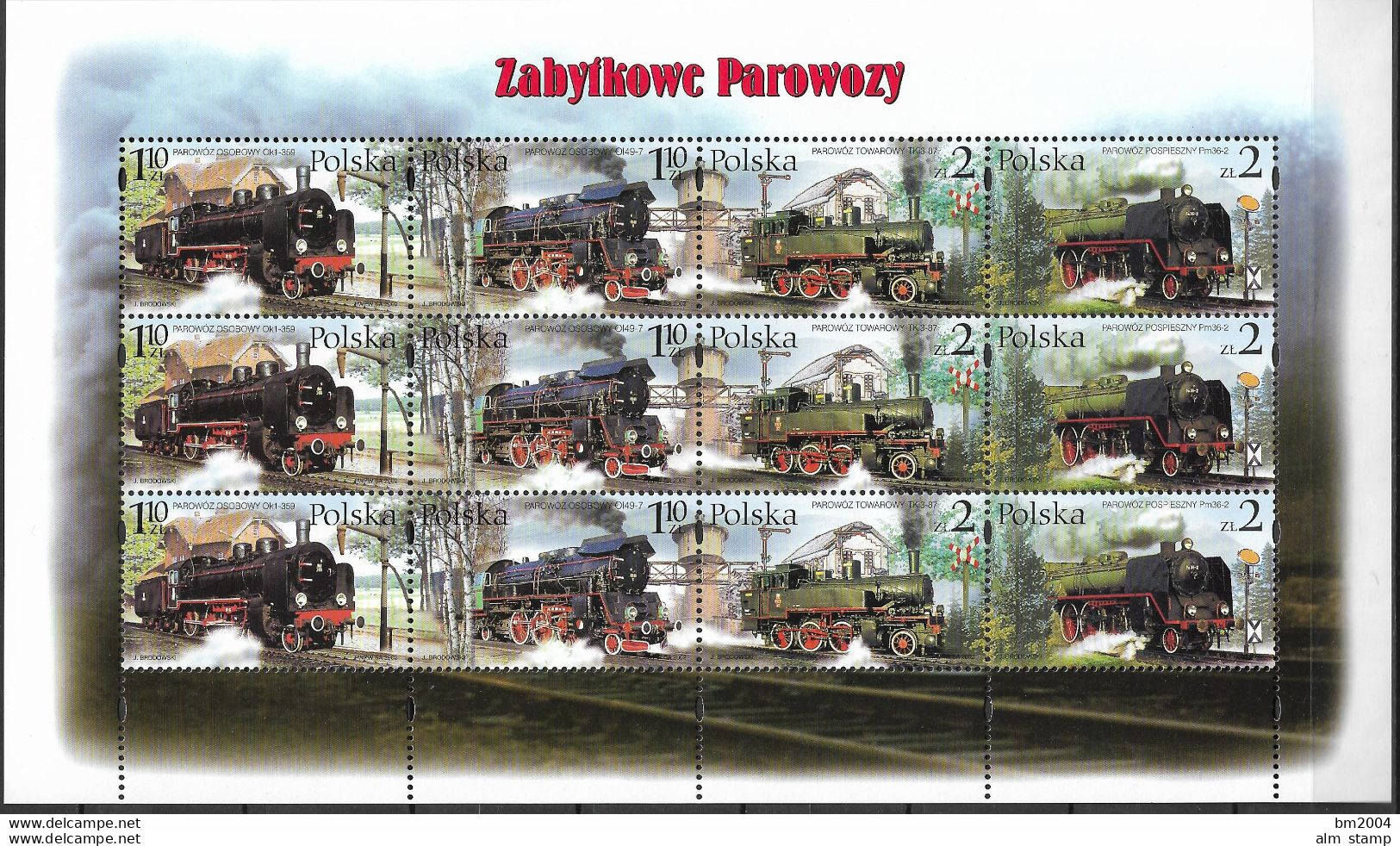2002 Polen Mi. 3997-4000**MNH  Alte Dampflokomotiven Aus Dem Eisenbahnmuseum Wolsztyn. - Ungebraucht