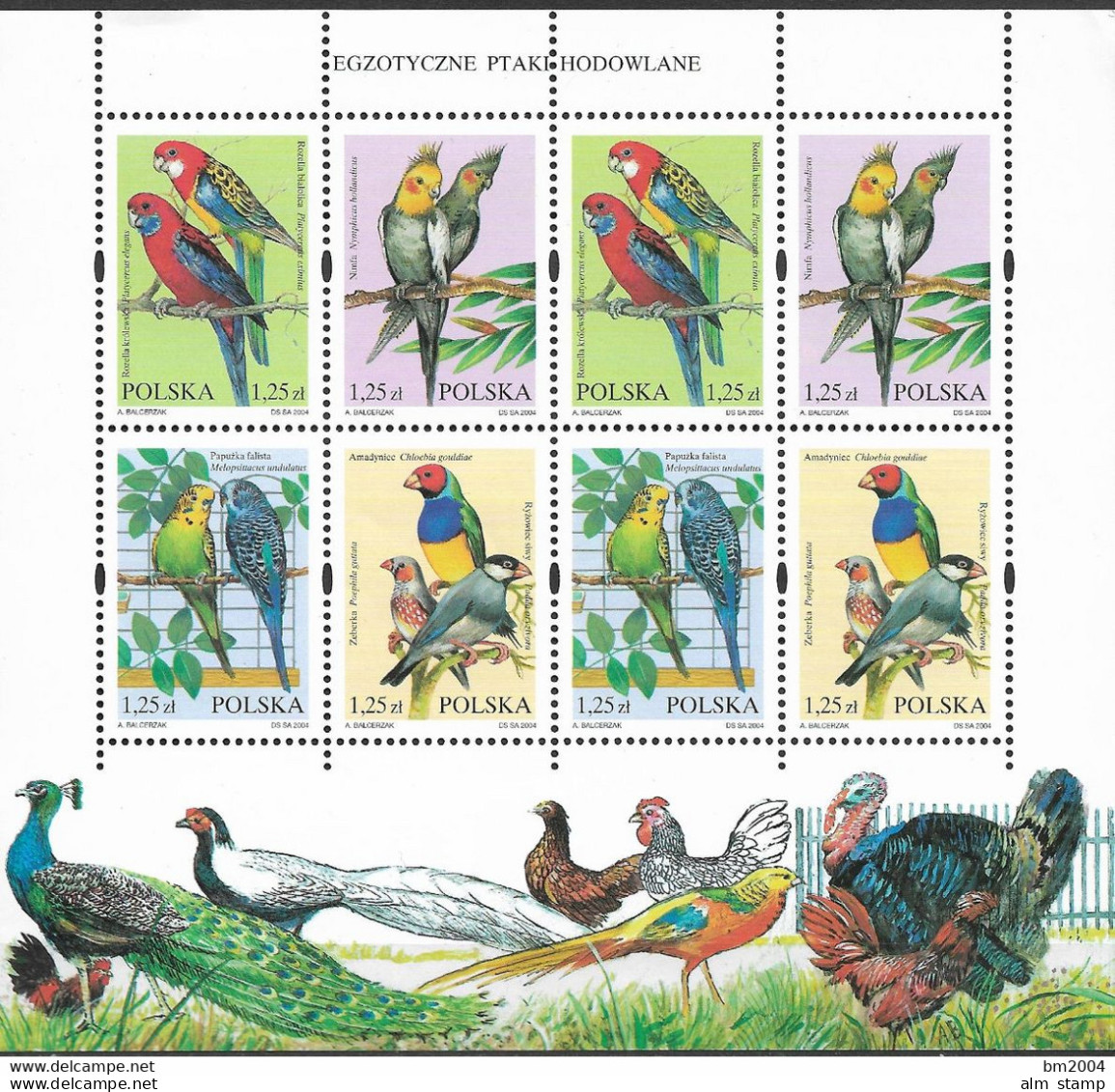 2004 Polen Mi. 4117-20**MNH   Exotische Vögel. - Ongebruikt