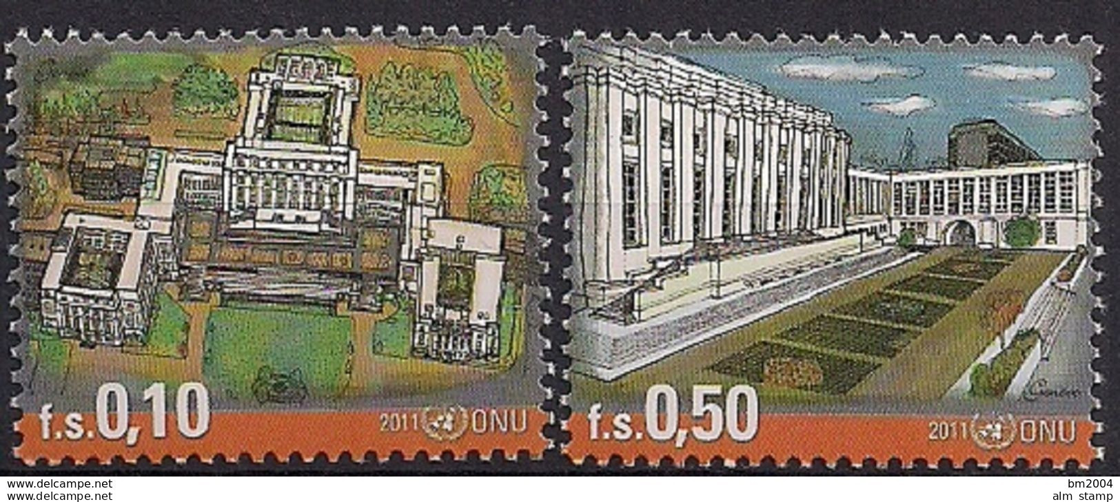 2011  UNO Genf  Mi. 741-2**MNH  Freimarken: UNO-Gebäude - Unused Stamps
