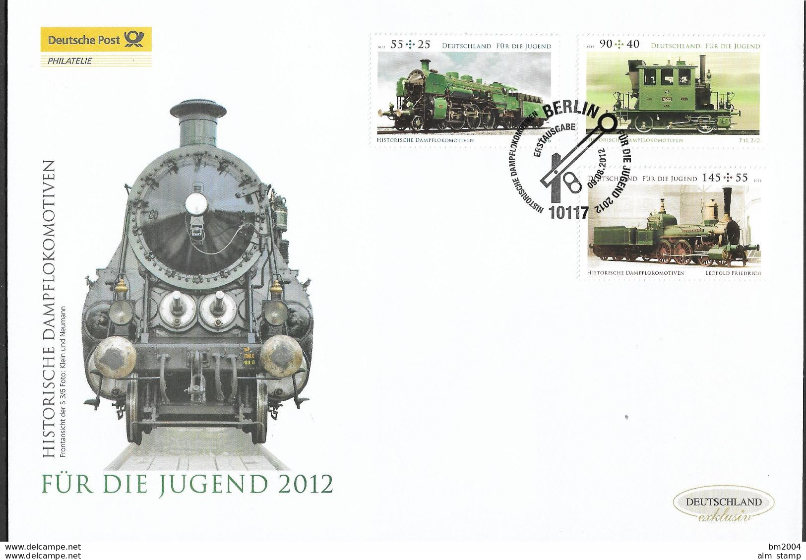 2012 Deutschland  Allem. Fed. Germany  Mi. 2946-8 FDC   Historische Dampflokomotiven. - 2011-…
