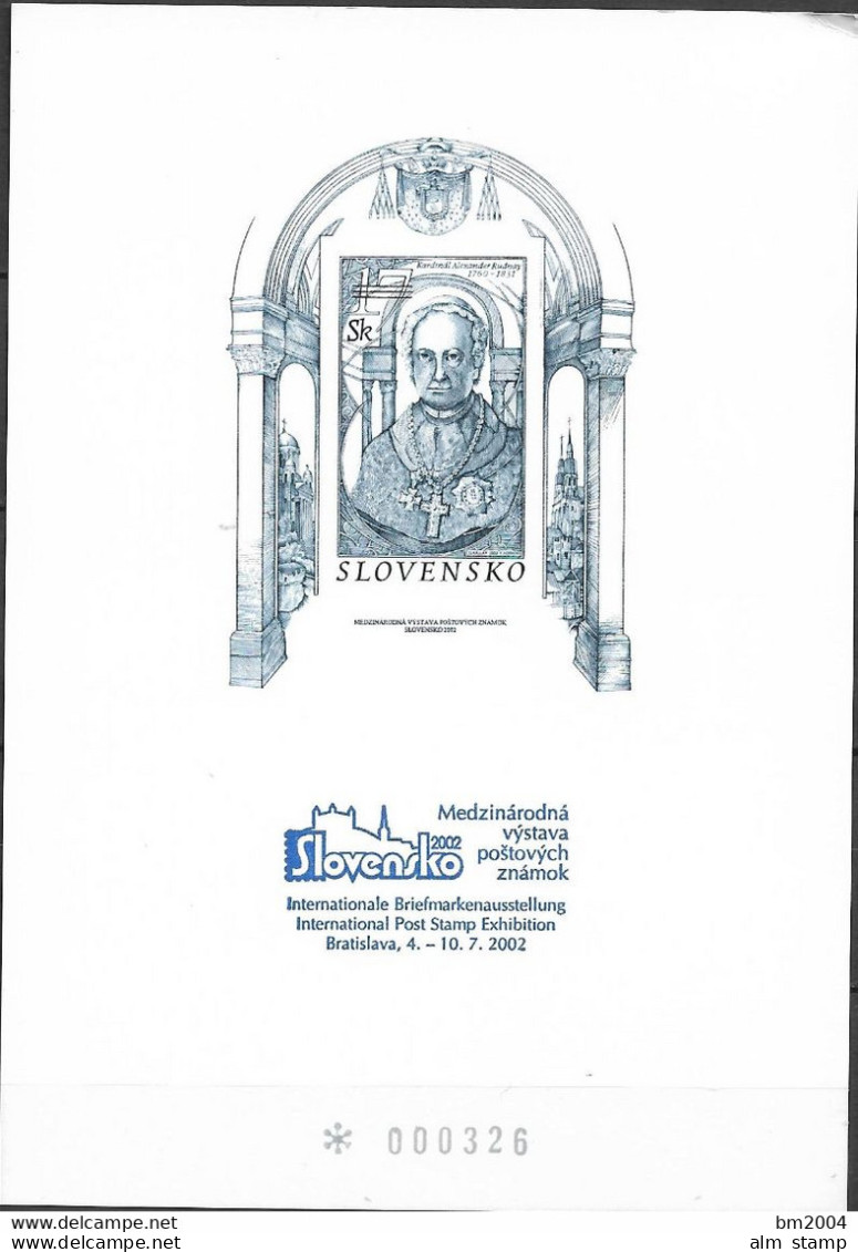 2002 Slowakei Mi. Bl. 19  Buntdruck    Alexander Rudnay , Kardinal Und Erzbischof Von Esztergom - Ungebraucht