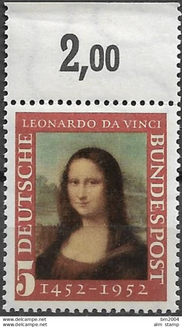 1952 Deutschland Germany  Mi. 148 **MNH 500. Geburtstag Von Leonardo Da Vinci. - Ungebraucht