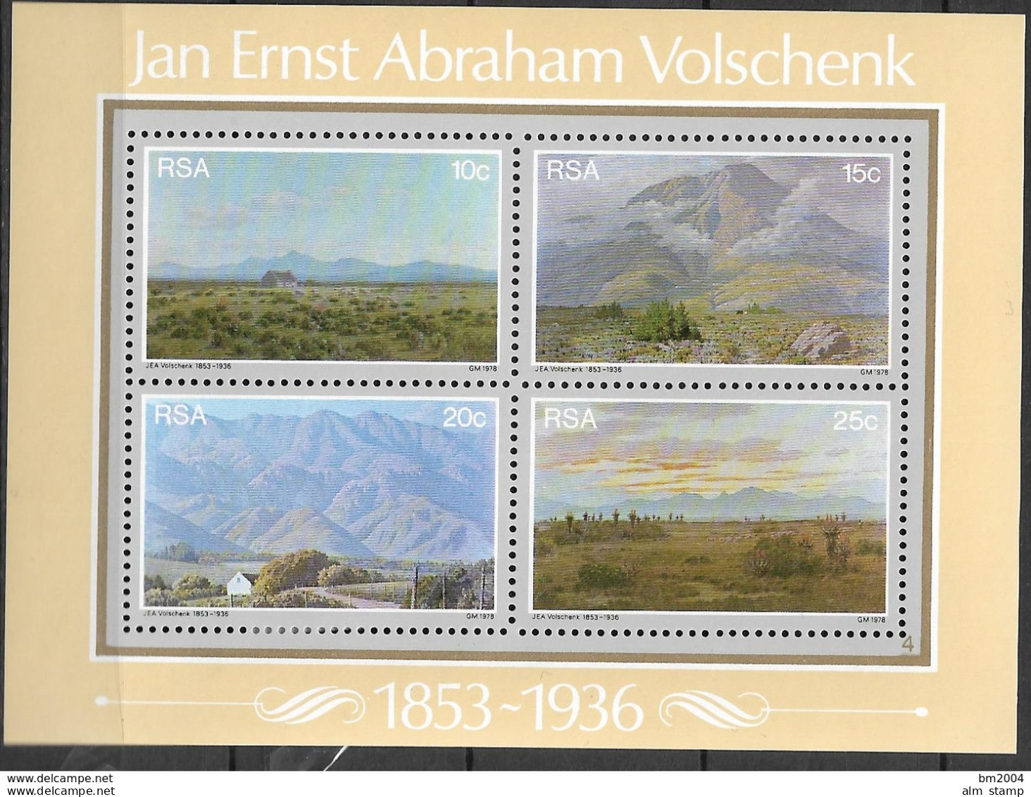 1978 Südafrika Mi. Bl 6 **MNH 100. Geburtstag Von Jan Ernst Abraham Volschenk - Nuevos
