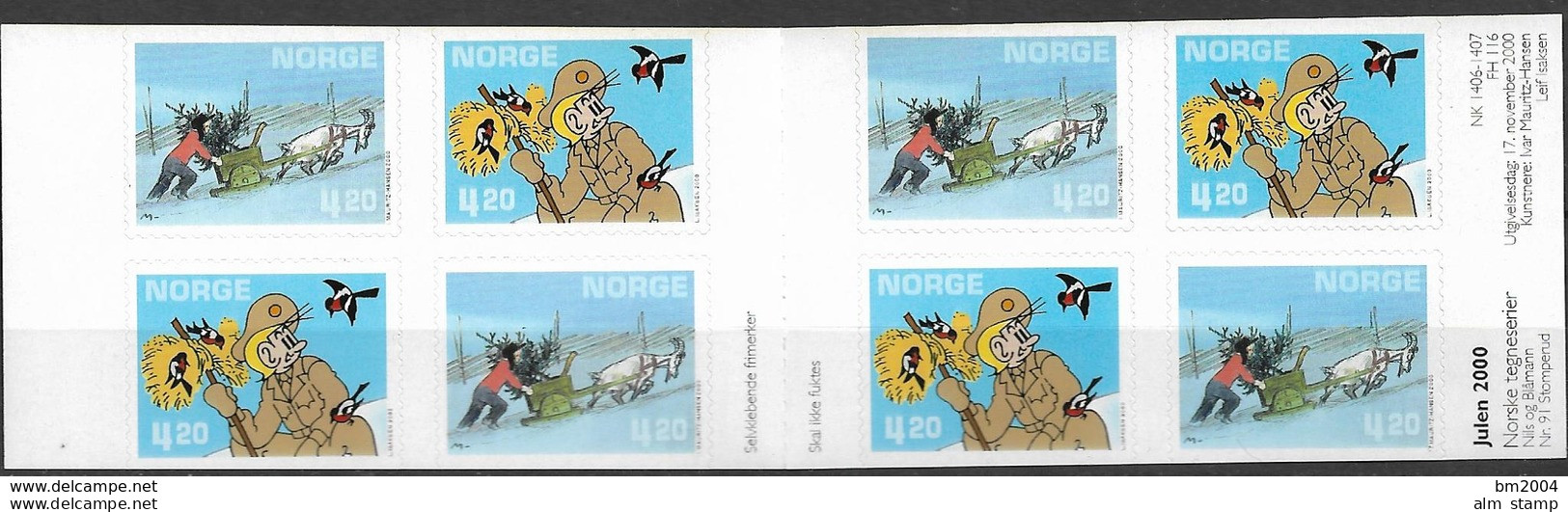 2000 Norwegen Mi. 1362-3 **MNH Booklet  Weihnachten: Comics - Booklets