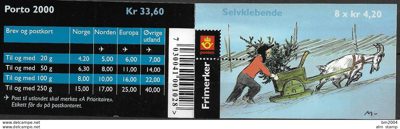 2000 Norwegen Mi. 1362-3 **MNH Booklet  Weihnachten: Comics - Booklets