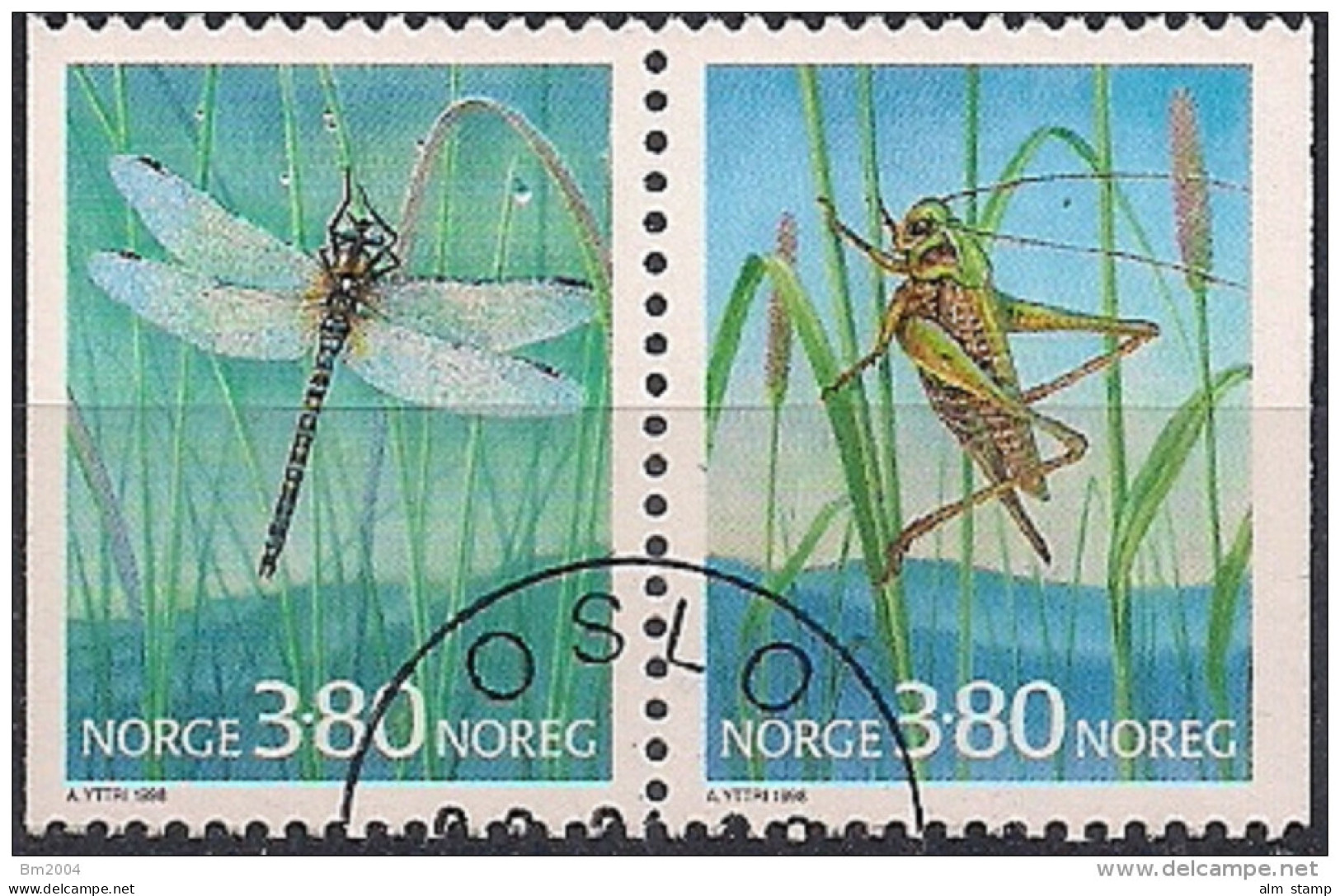 1998 Norwegen Mi. 1275-6 Used   Libelle   Heuschrecke - Gebraucht