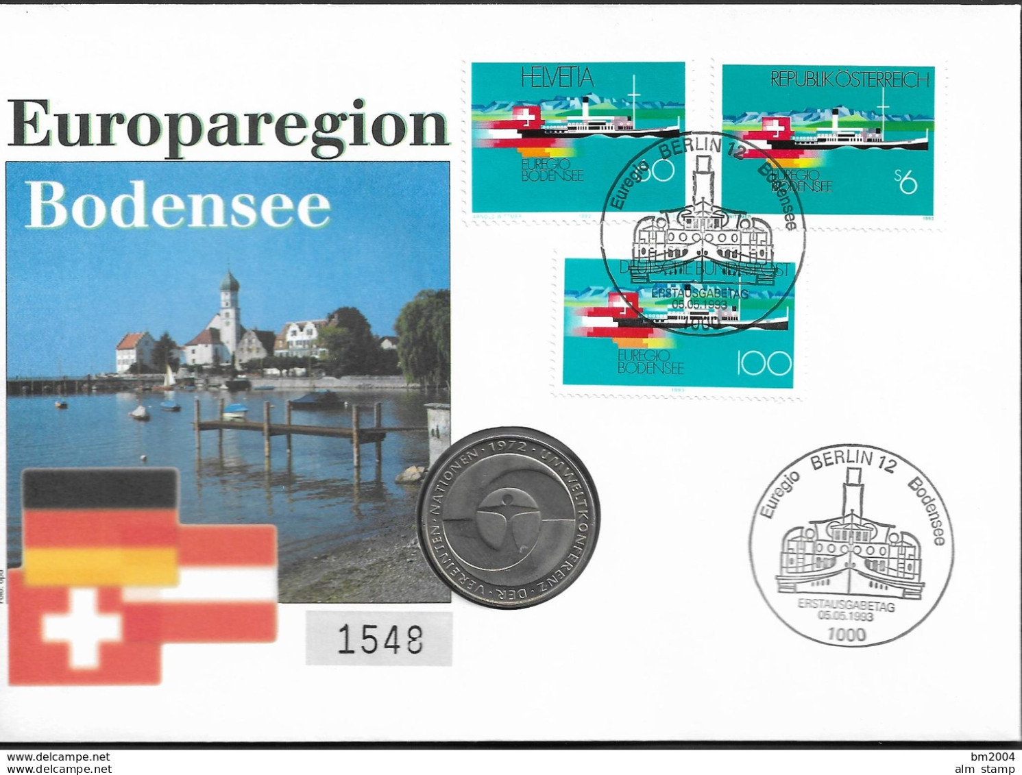 1993  Deutschland Allem. Fed. Germany  / Schweiz / Österreich   Numisbrief " Euroregion Bodensee  " - Joint Issues