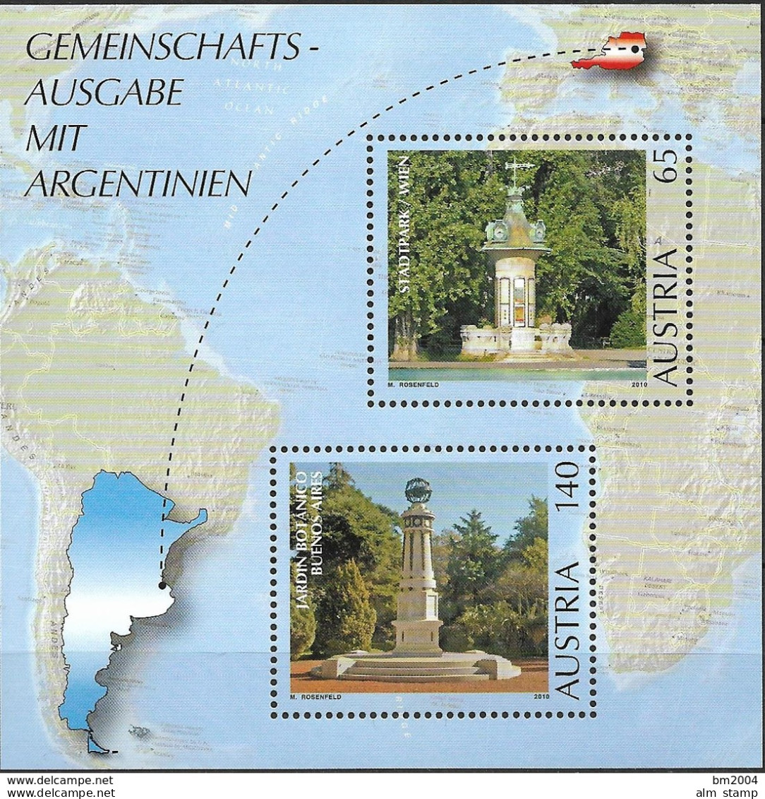 2010  Austria  Mi. Bl. 62 + Argentinien Mi. Bl 125 **MNH  Gemeinschaftsausgabe Mit Argentinien - Joint Issues