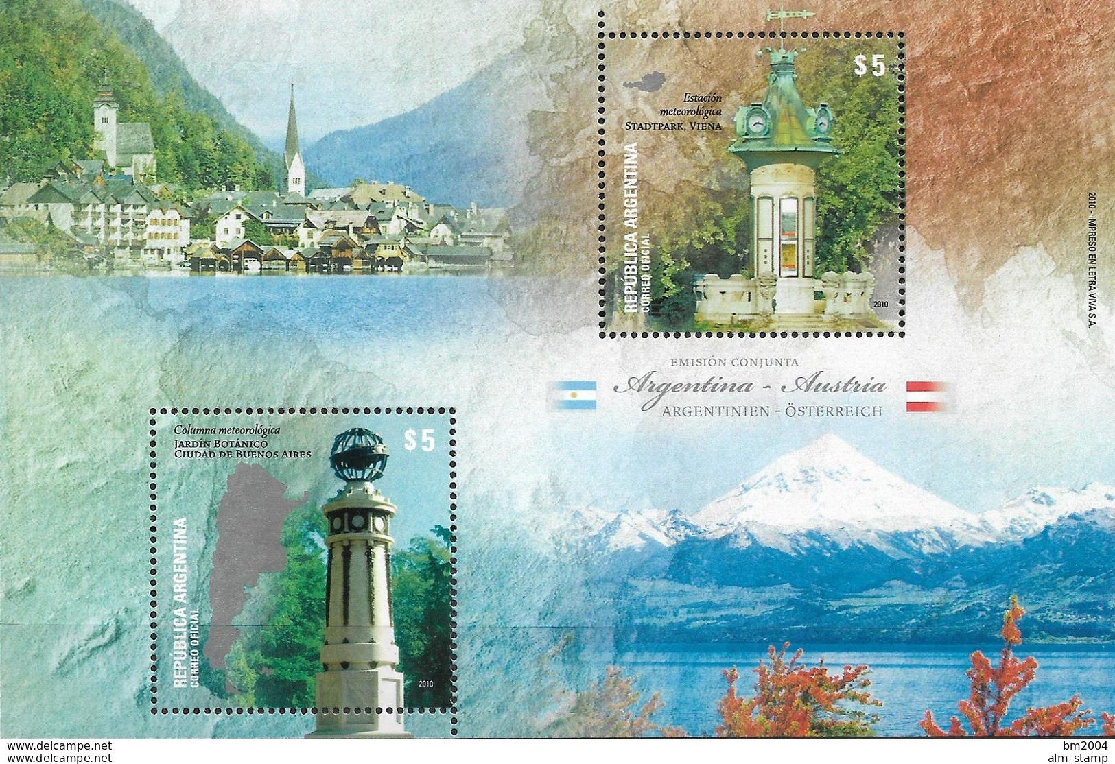 2010  Austria  Mi. Bl. 62 + Argentinien Mi. Bl 125 **MNH  Gemeinschaftsausgabe Mit Argentinien - Joint Issues