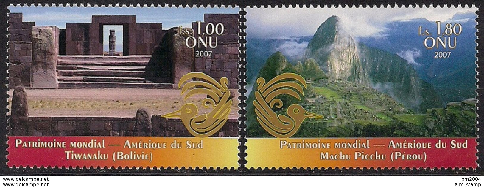 2007 UNO  Genf   Mi. 575-6**MNH UNESCO-Welterbe: Südamerika - Unused Stamps