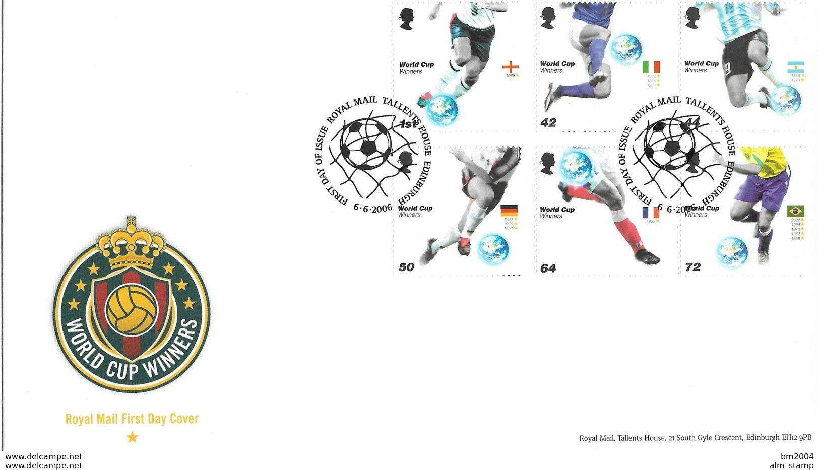 2006 Großbritannien Mi. 2408-13 FDC FIFA CUP Wiinners Fußball-Weltmeisterschaft, Deutschland: - 2001-10 Ediciones Decimales