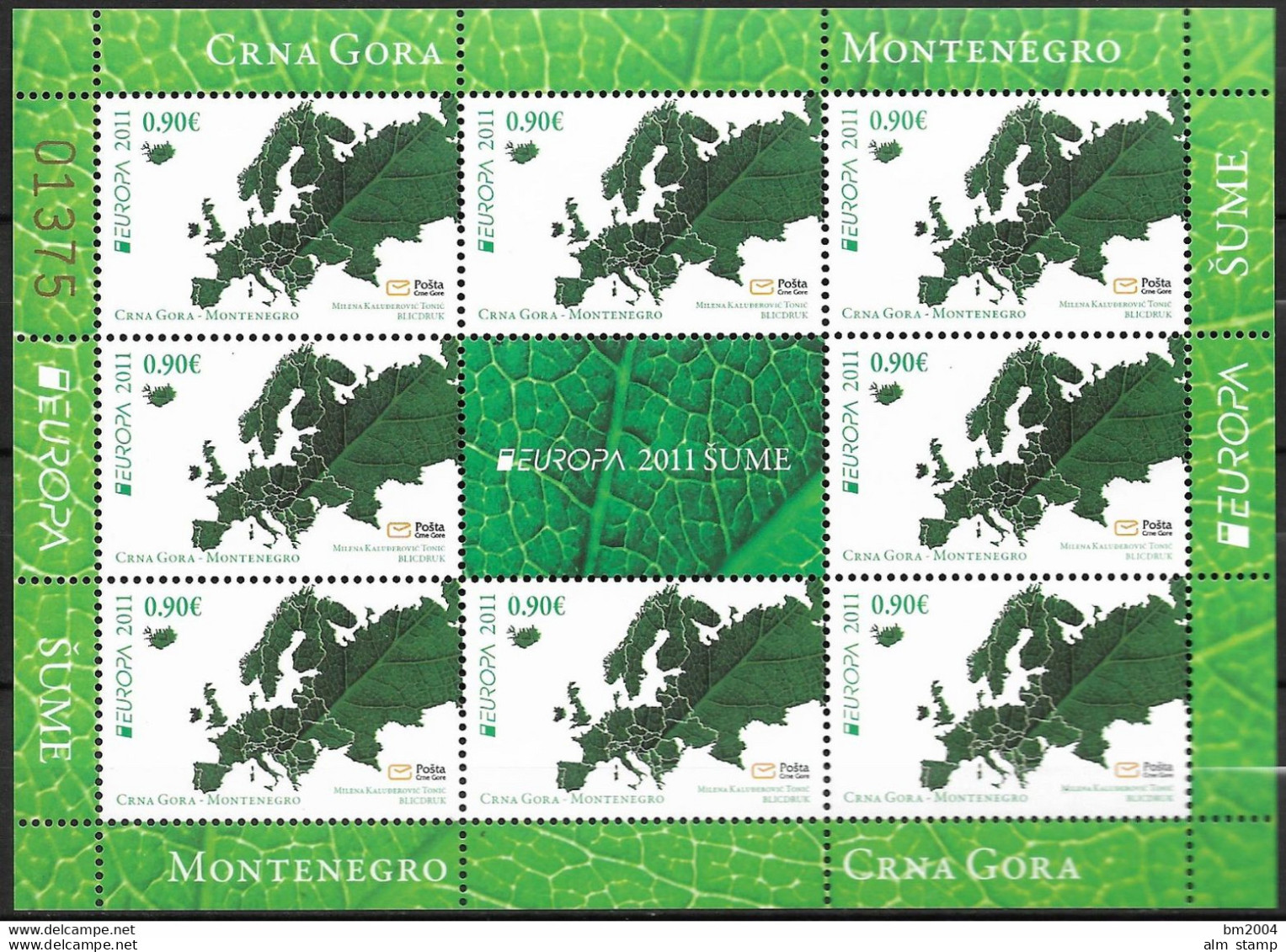 2011  Montenegro  Mi. 264-5**MNH  Europa: Der Wald - 2011