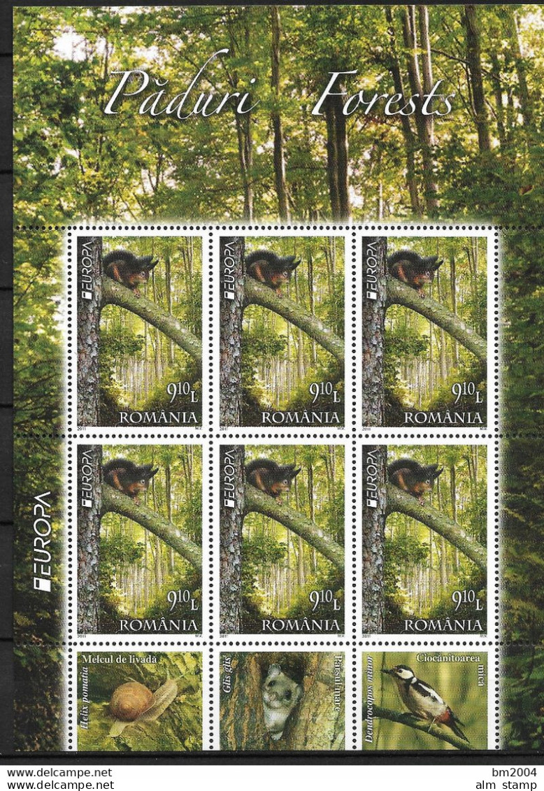 2011 Romania Rumänien Mi. 6522-3  **MNH  Europa: Der Wald - 2011