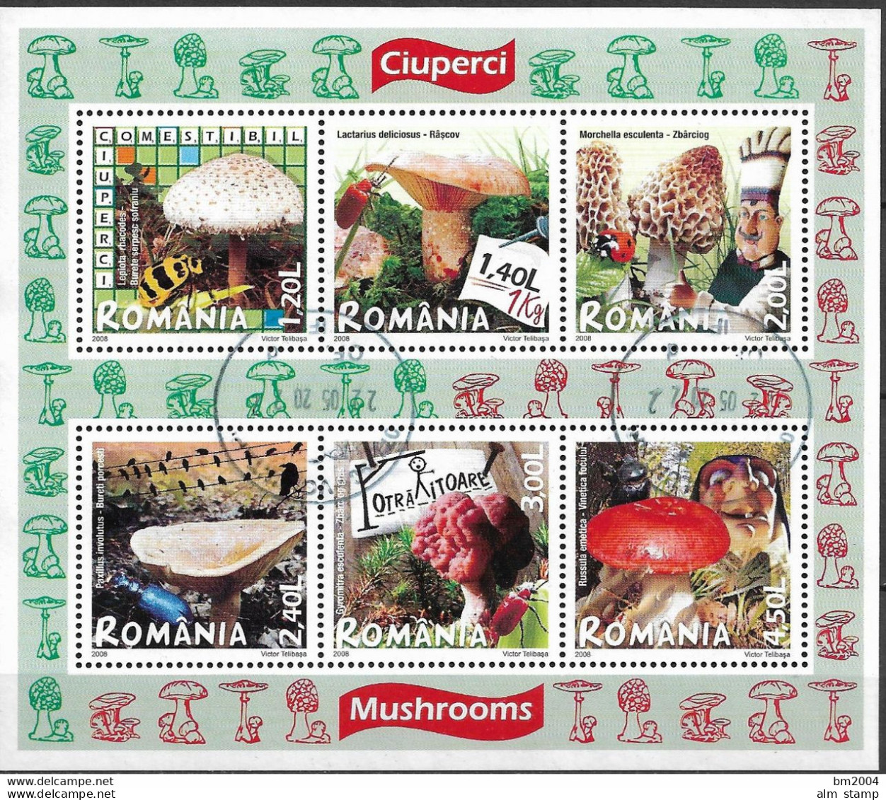 2019 Rumänien Mi. Bl 417 **MNH   Pilze - Used Stamps