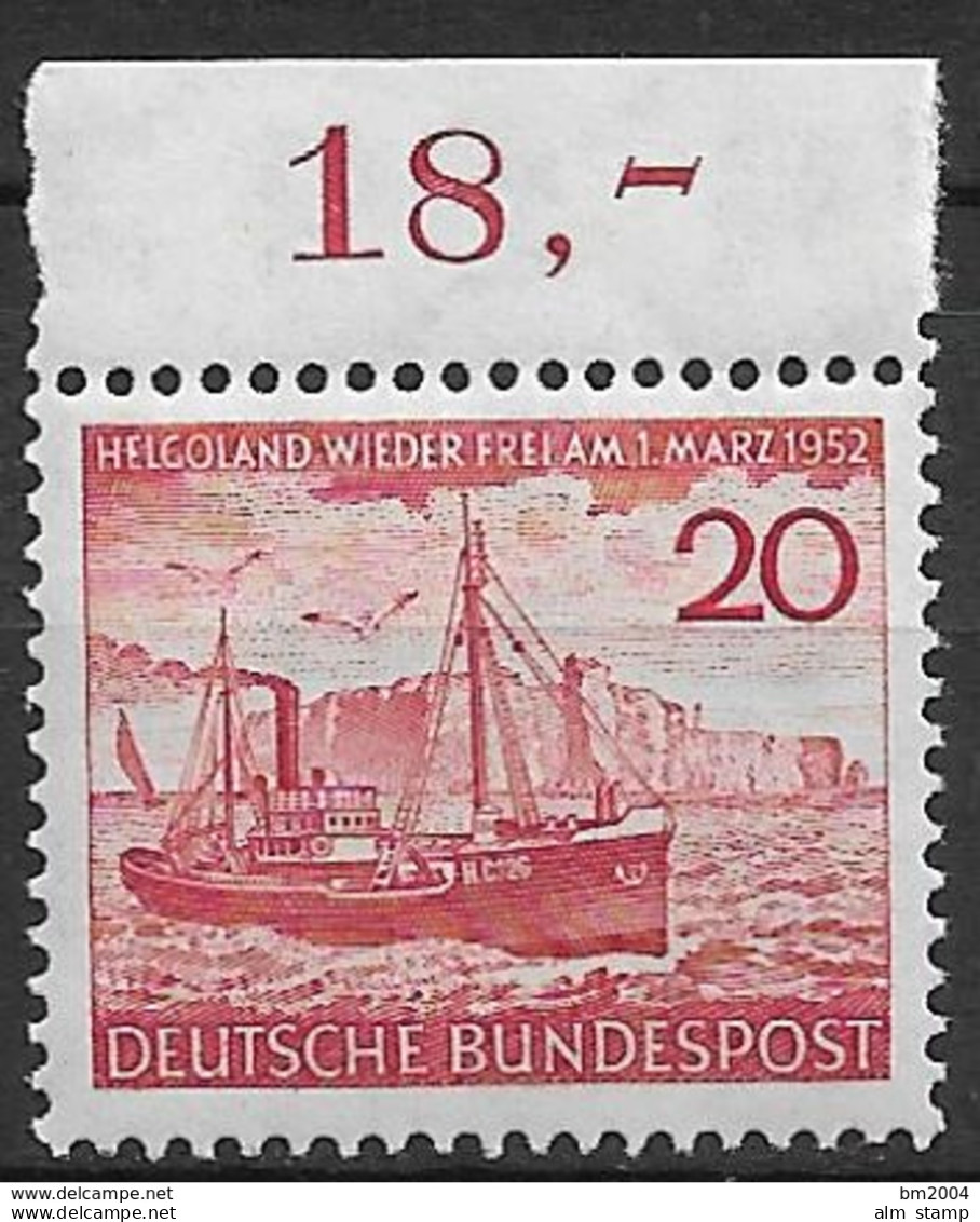 1952  Allem. Fed. Deutschland Germany Mi. 152 **MNH    Rückgabe Der Insel Helgoland - Ungebraucht