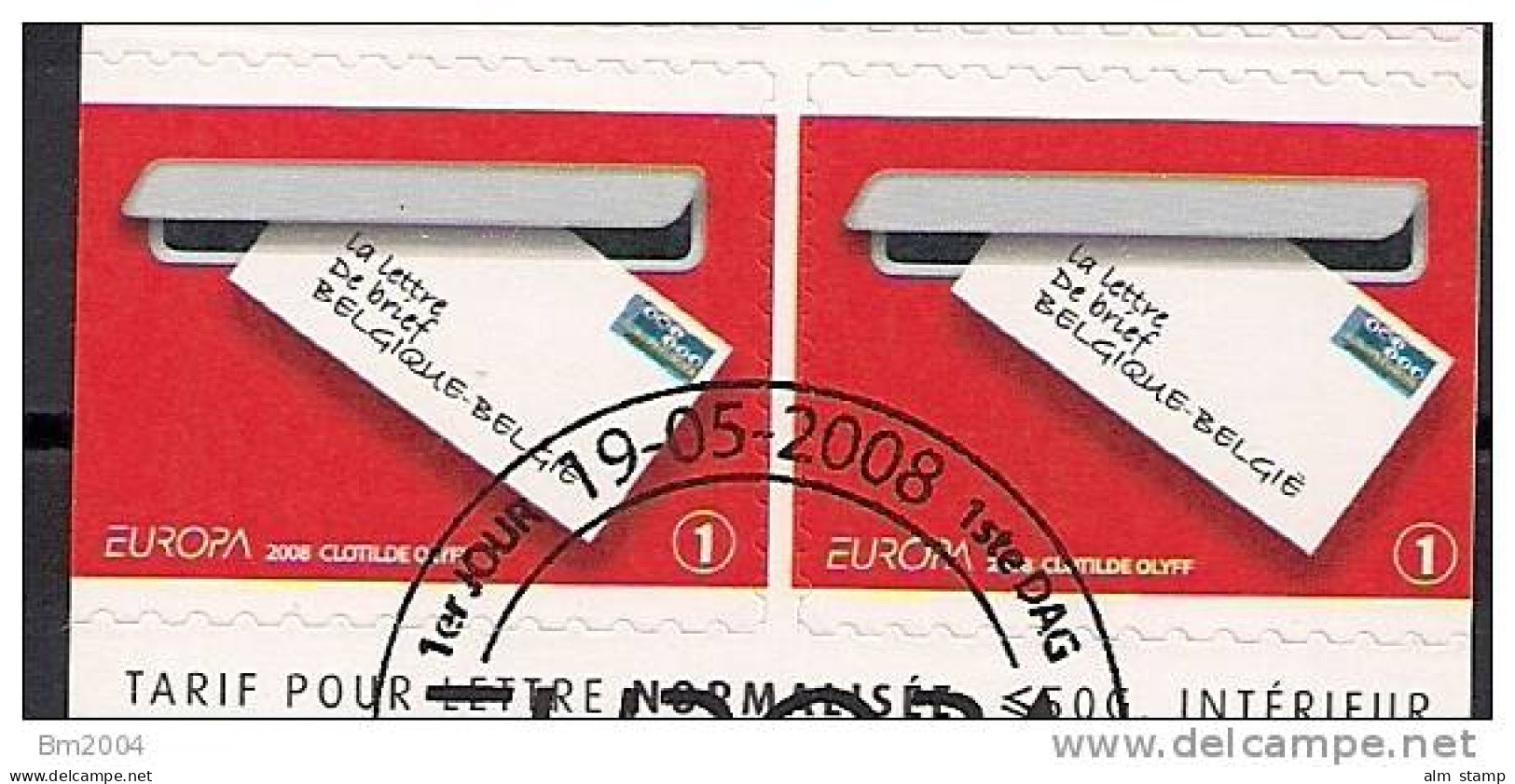 2008 Belgien Belgie  Belgique Booklet Stamp  BDL + BDR   Used  Europa : Der Brief - 2008