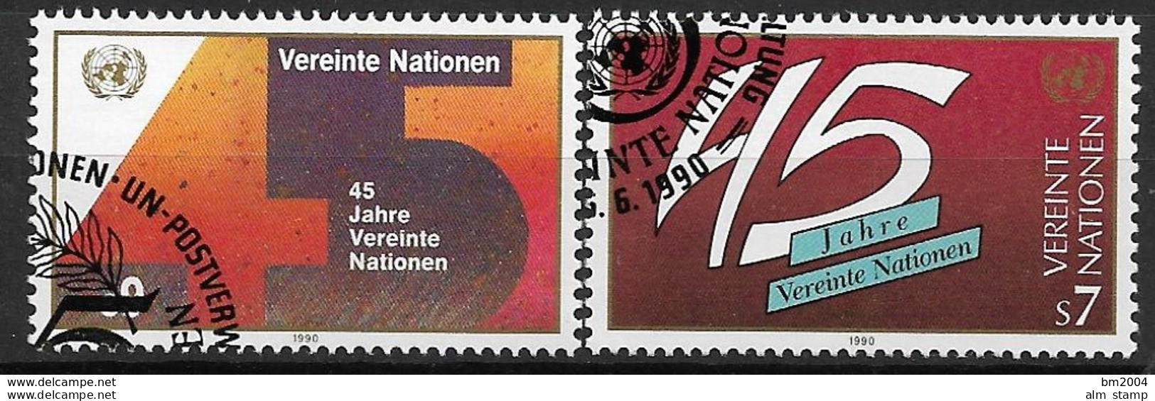 1990 UNO Wien Mi. 104-5 Used   45 Jahre Vereinte Nationen (UNO - Used Stamps