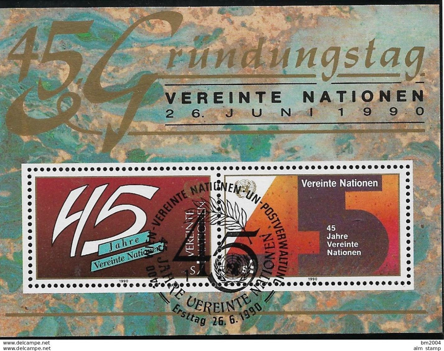 1990 UNO Wien Mi. Bl 5 Used   45 Jahre Vereinte Nationen (UNO - Oblitérés