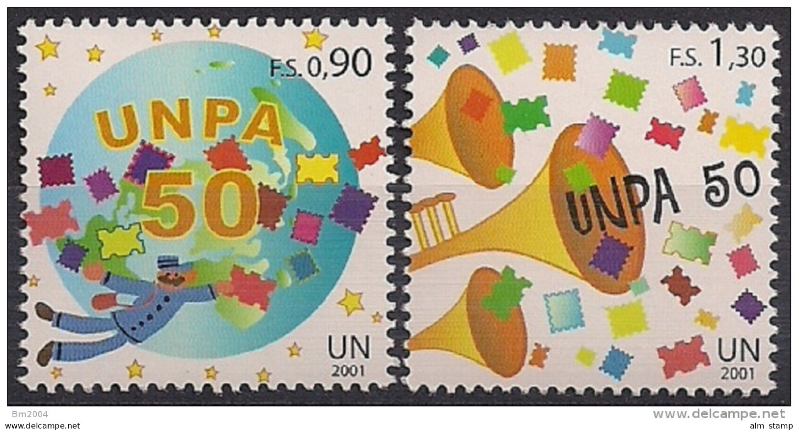 2001 UNO  Genf   Mi. 424-5 **MNH  50 Jahre Postverwaltung Der Vereinten Nationen (UNPA) - Neufs