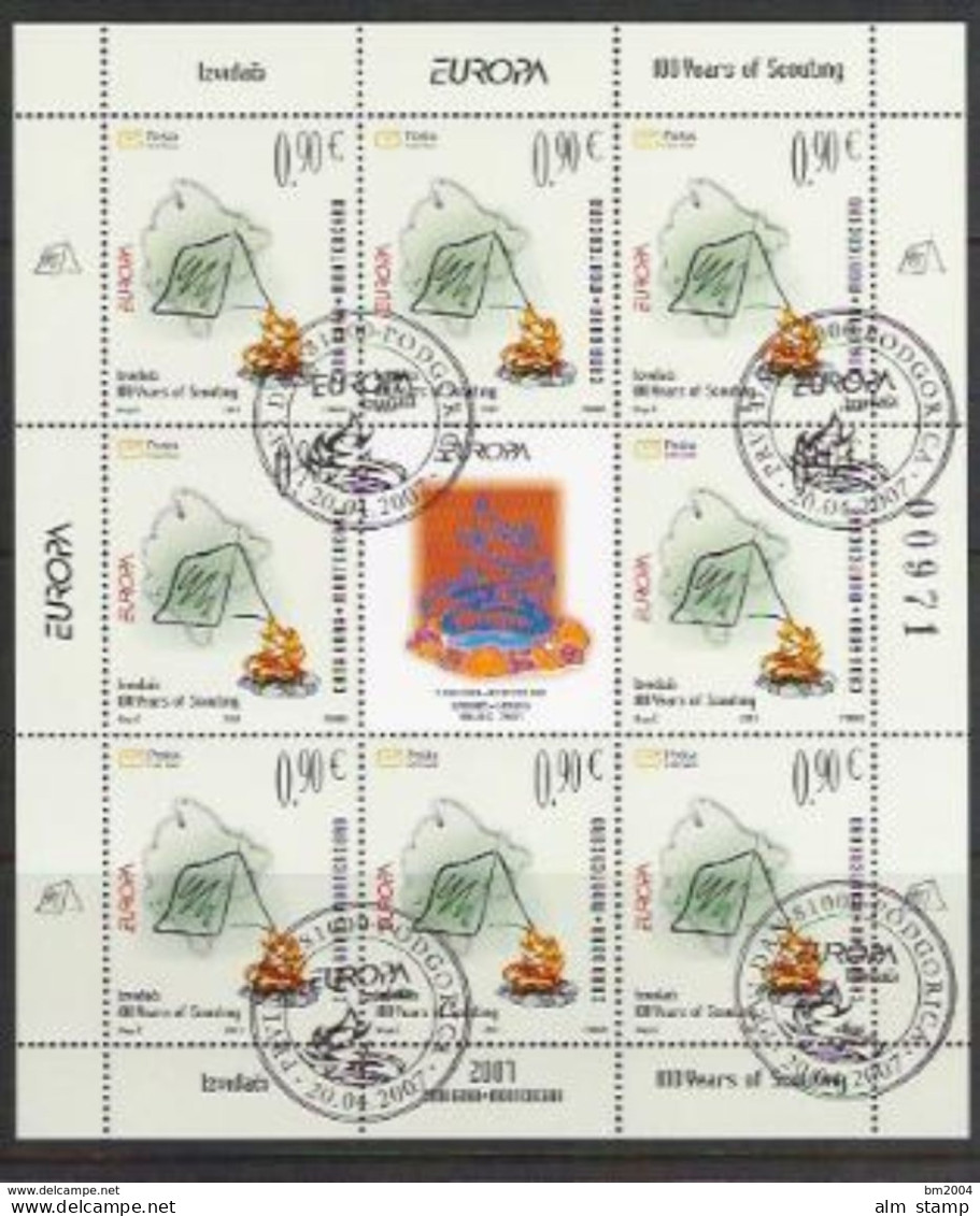 2007 Montenegro / Crne Gore MI. 137-8 Used  Sheet  EUROPA : Pfadfinder - 2007