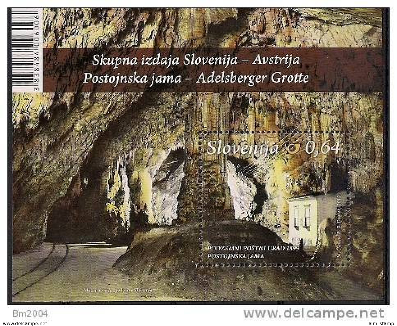 2013 Slowenien Slovenija Mi. Bl. 68 **MNH   Adelbsberger Grotte - Joint Issues