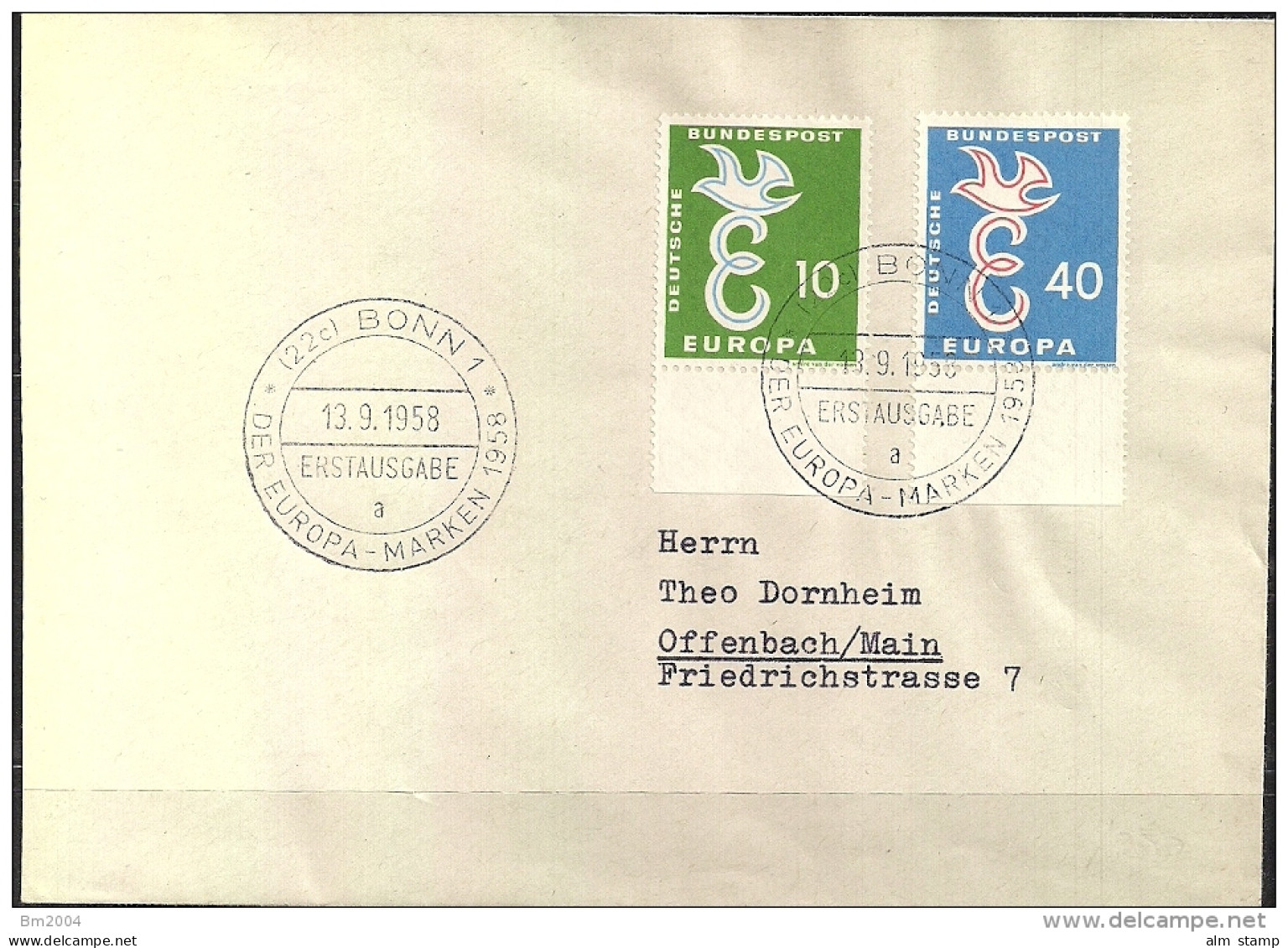 1958  Deutschland Mi. 295-6 FDC - 1948-1960