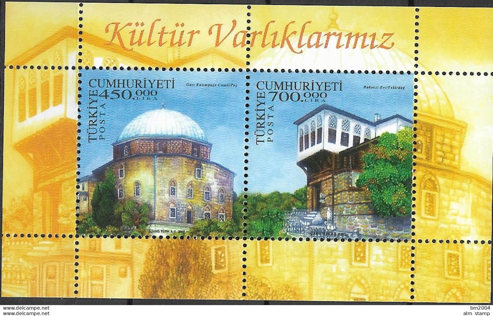 2002 Türkei   Mi. Bl. 50 **MNH   Türkisch-ungarisches Kulturerbe - Ongebruikt