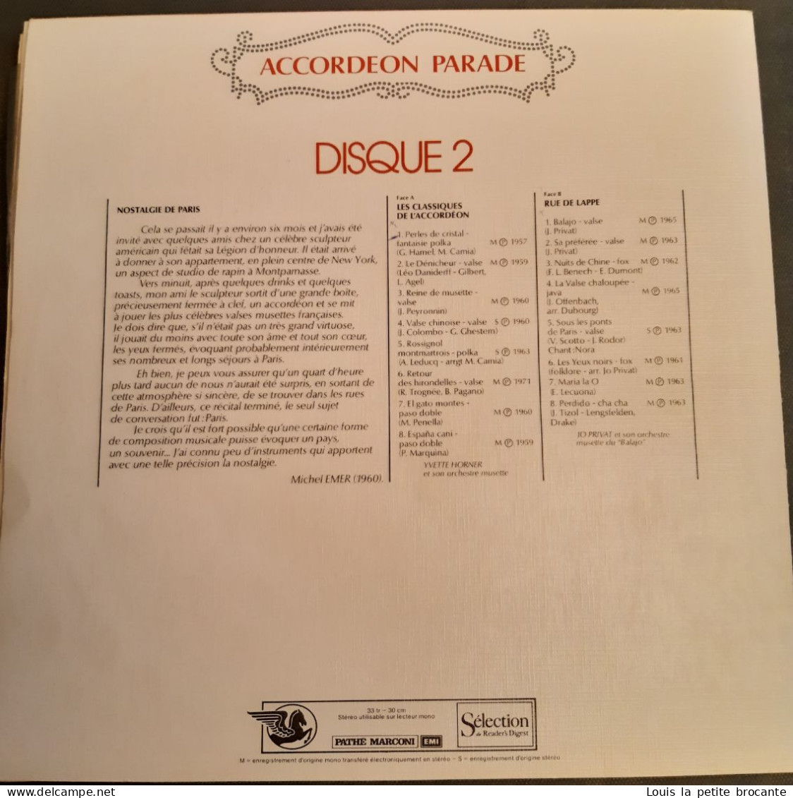 Coffret de 6 disques vinyles, ACCORDÉON PARADE, 33 tours Stéréo. PATHE MARCONI - RCA, Sélection du Reader's Digest