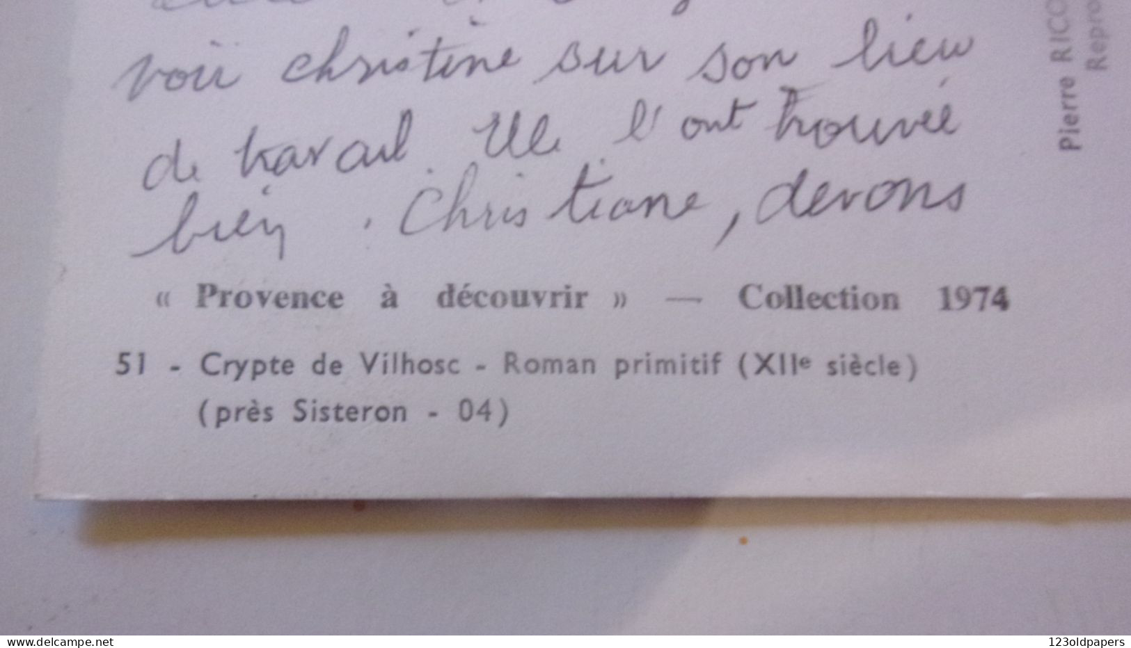 04  ALPES DE HAUTE PROVENCE  CRYPTE DE VILHOSC ROMAN PRIMITIF  PRES SISTERON - Other & Unclassified