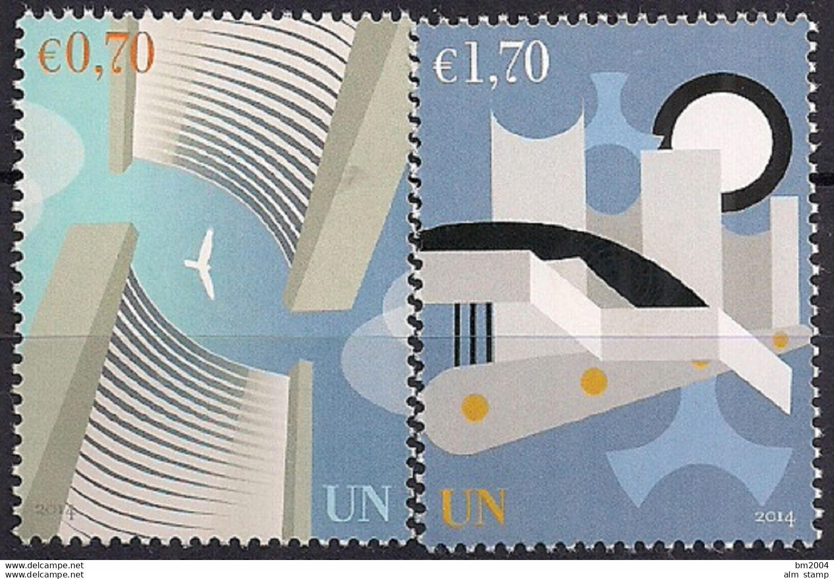 2014 UNO Wien  MI. 830-1 **MNH    Freimarken: UNO-Gebäude. - Unused Stamps