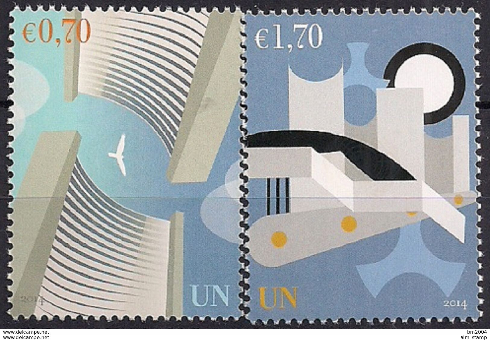 2014 UNO Wien  MI. 830-1 **MNH    Freimarken: UNO-Gebäude. - Ungebraucht