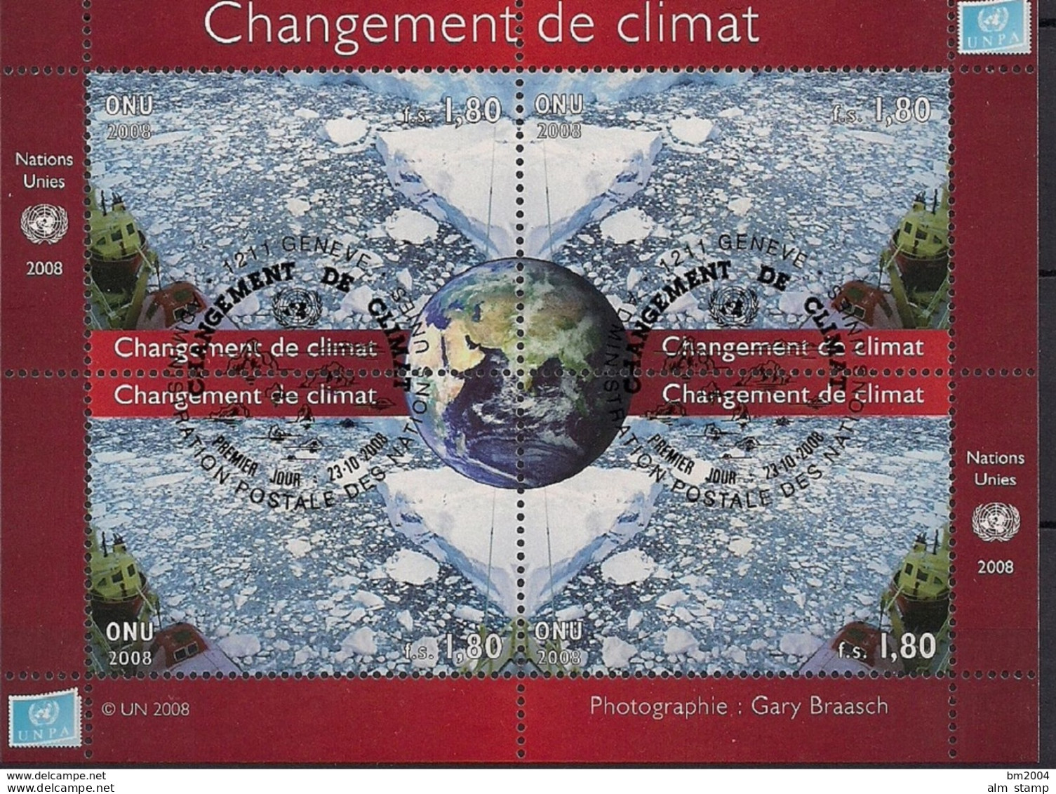 2008 UNO Genf Mi. Bl 25 Used  Klimawandel. - Blocks & Sheetlets
