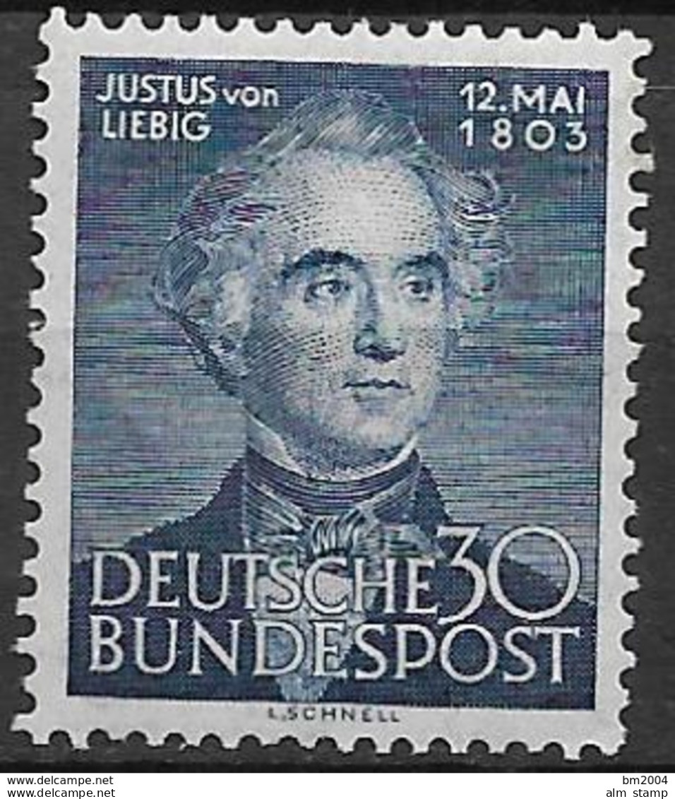 1953 Allem. Fed. Deutschland Germany Mi.  166 **MNH 150. Geburtstag Von Justus Von Liebig. - Ungebraucht