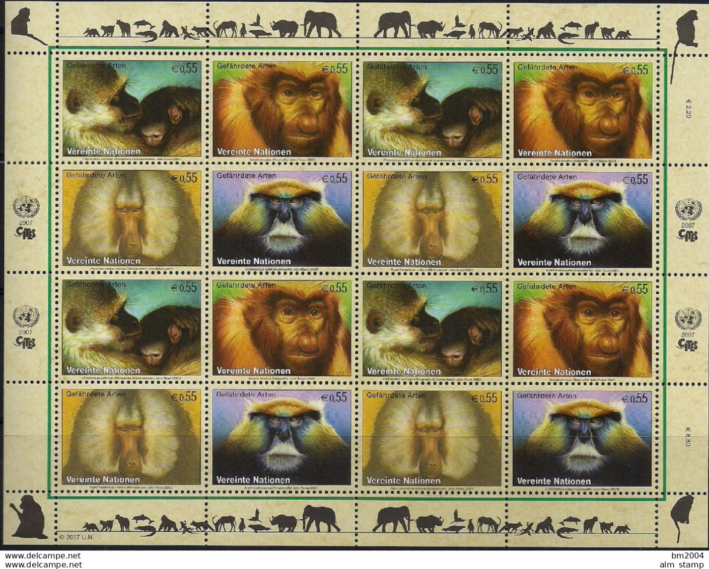 2007 UNO WIEN   Mi. 485-8 **MNH  Primaten. - Ongebruikt