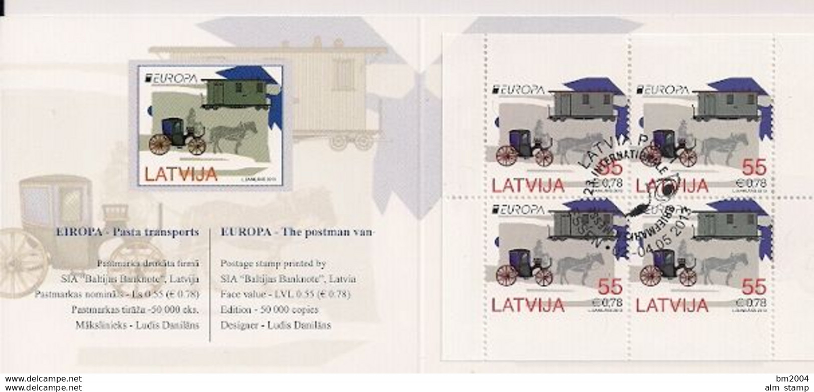 2013 Lettland   Mi.861 DU DO  Used  Booklet  Europa: Postfahrzeuge. - 2013