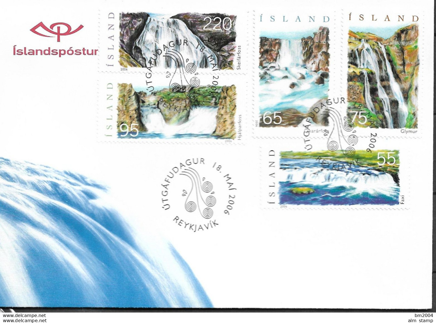 2006 Island  Mi. 1128-32 FDC   Wasserfälle. - FDC