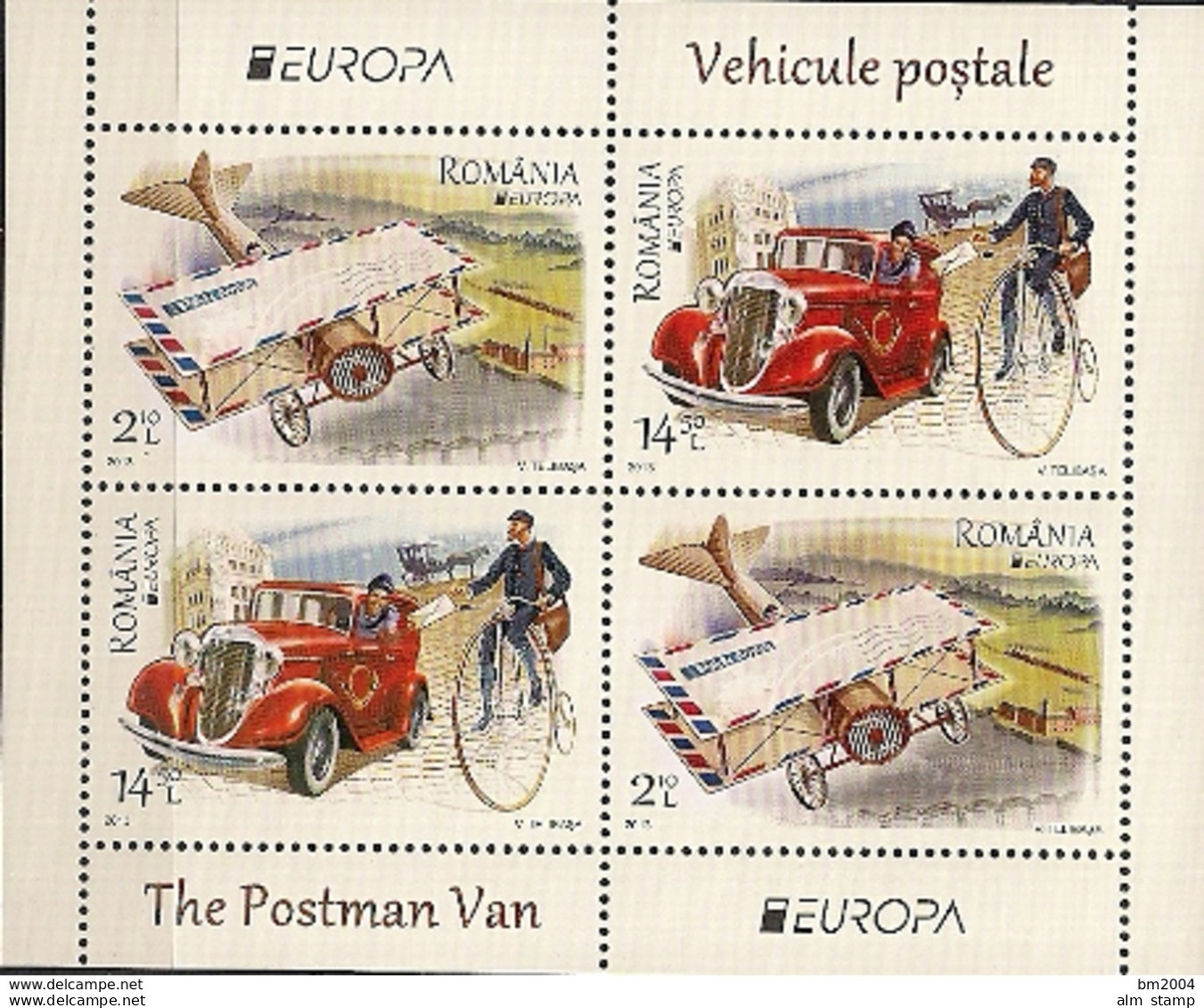 2013 Rumänien Romania   Mi. Bl. 558 I  **MNH  Europa: Postfahrzeuge. - 2013